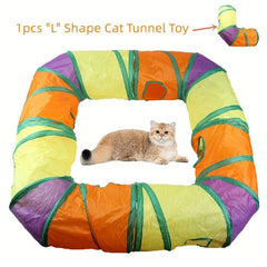 L Shape Cat Tunnel Foldable Rainbow Cat Toy Indoor Outdoor Portable Pet Toy