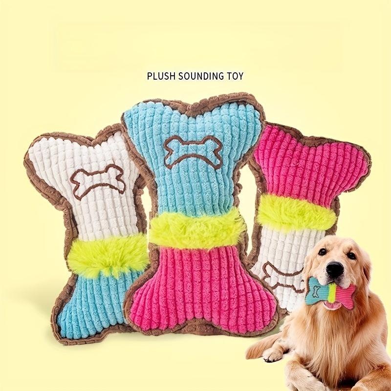 Bone Pet Grinding Teeth Squeaky Plush Toy Durable Chew Toy For Dog
