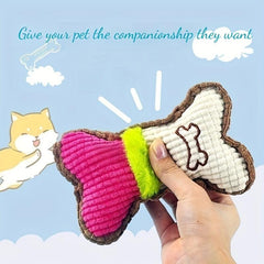 Bone Pet Grinding Teeth Squeaky Plush Toy Durable Chew Toy For Dog