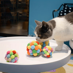 Colorful Chirping Toy Balls for Cats Built In Bells Soft Chewing Toys