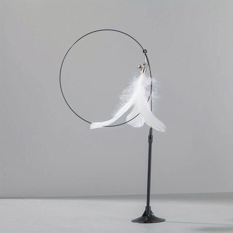 Feather Decor Cat Teaser Stick w/ Suction Cup & Bell Toy