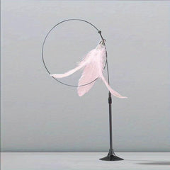 Feather Decor Cat Teaser Stick w/ Suction Cup & Bell Toy