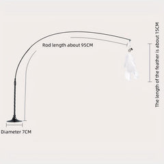 Feather Decor Cat Teaser Stick w/ Suction Cup & Bell Toy
