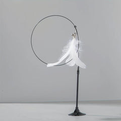 Feather Decor Cat Teaser Stick w/ Suction Cup & Bell Toy