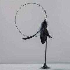 Feather Decor Cat Teaser Stick w/ Suction Cup & Bell Toy