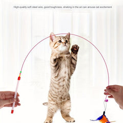 Interactive Cat Teaser Stick Toys With Bell Colorful Cat Teasing Rod