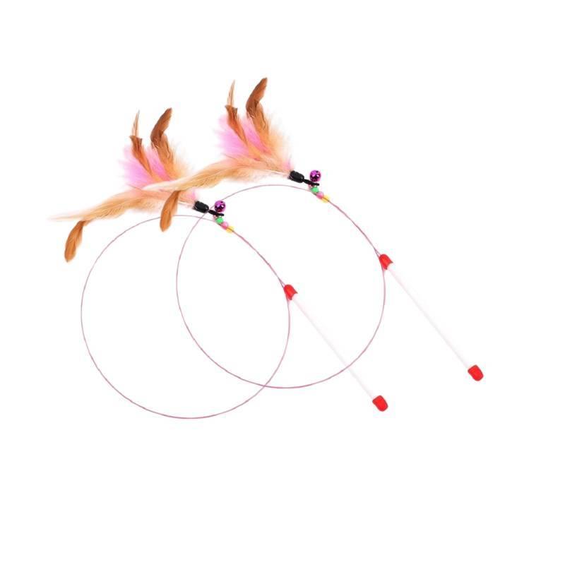 Interactive Cat Teaser Stick Toys With Bell Colorful Cat Teasing Rod