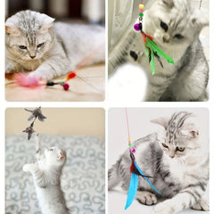 Interactive Cat Teaser Stick Toys With Bell Colorful Cat Teasing Rod