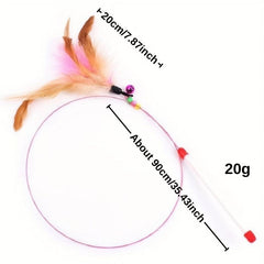 Interactive Cat Teaser Stick Toys With Bell Colorful Cat Teasing Rod