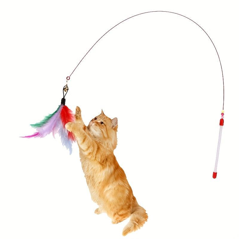 Interactive Cat Teaser Stick Toys With Bell Colorful Cat Teasing Rod