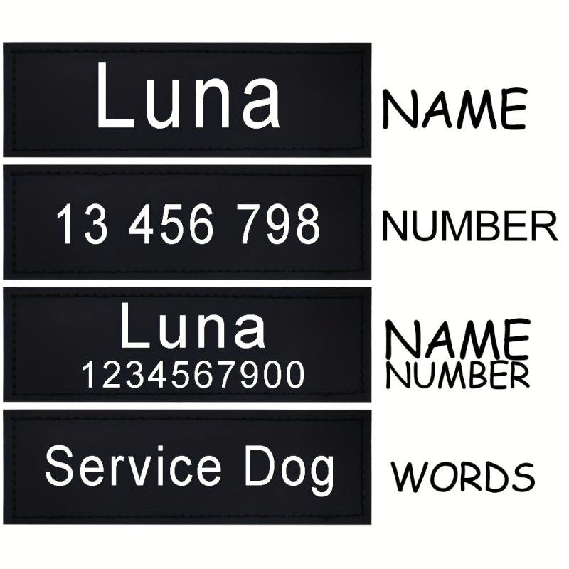 Star Pattern Reflective Letter Dog Harness with Custom Leather Label