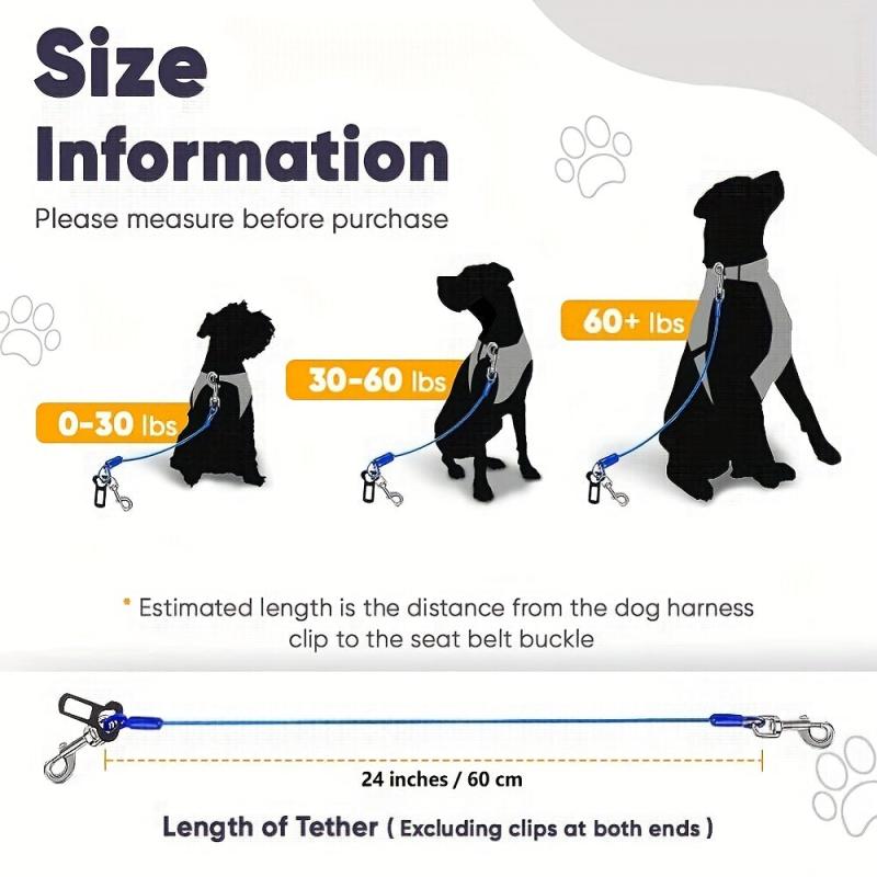 Adjustable Elastic Car Seat Belt for Pets Double Buckle