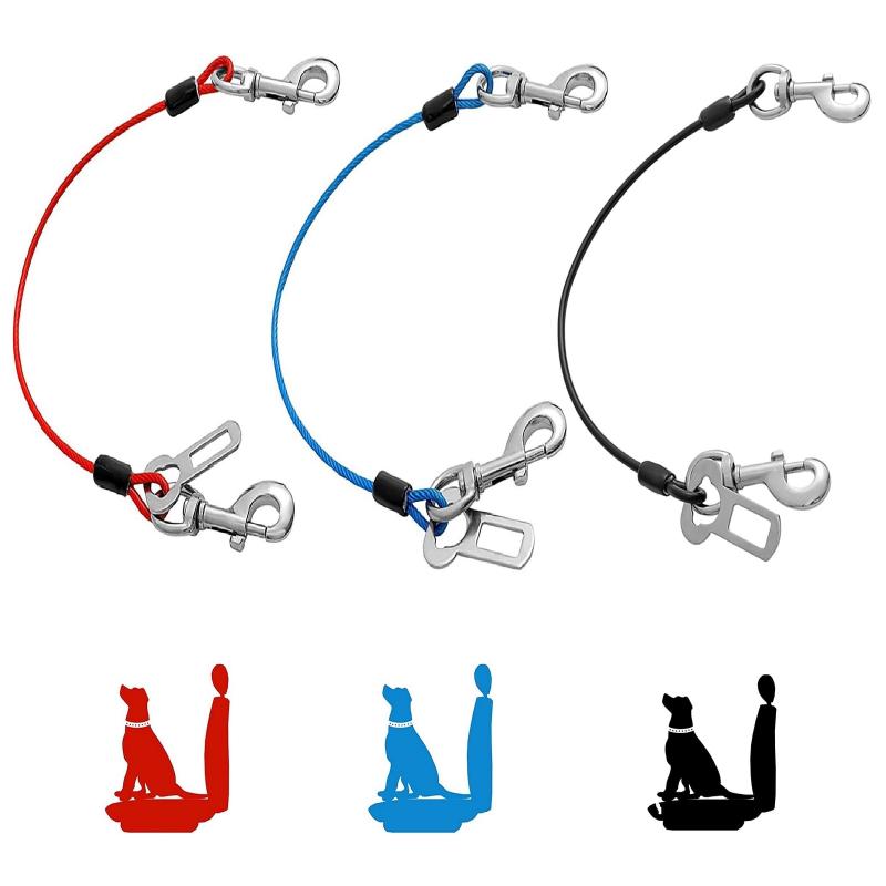 Adjustable Elastic Car Seat Belt for Pets Double Buckle