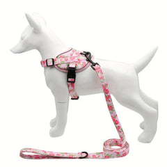 Flower Print Dog Harness & Leash Set For Small Dogs Chest Strap