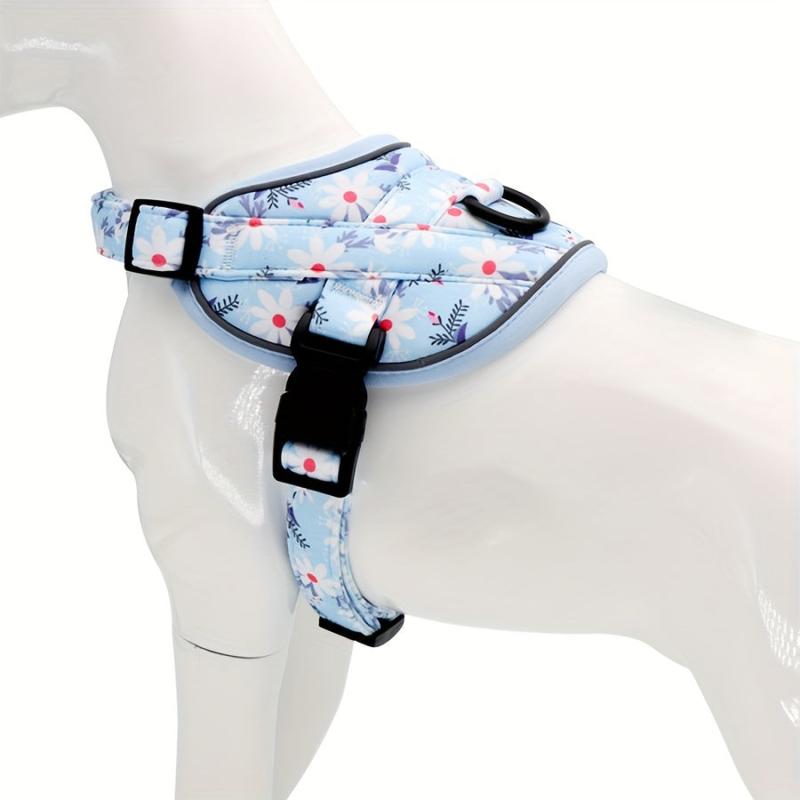 Flower Print Dog Harness & Leash Set For Small Dogs Chest Strap