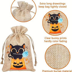 2pcs Halloween Pet Linen Drawstring Snack Bags Dog Treat Bag Pumpkin Bags
