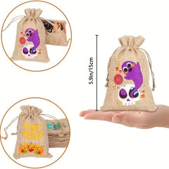 2pcs Halloween Pet Linen Drawstring Snack Bags Dog Treat Bag Pumpkin Bags