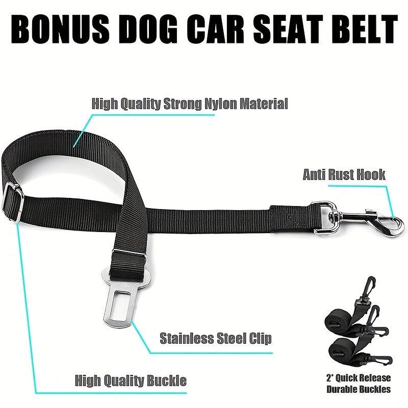 Waterproof Dog Car Seat Cover with Mesh Window & Storage Pocket