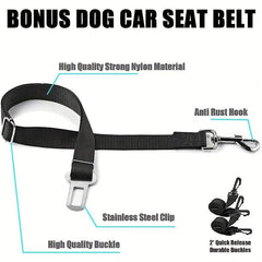 Waterproof Dog Car Seat Cover with Mesh Window & Storage Pocket
