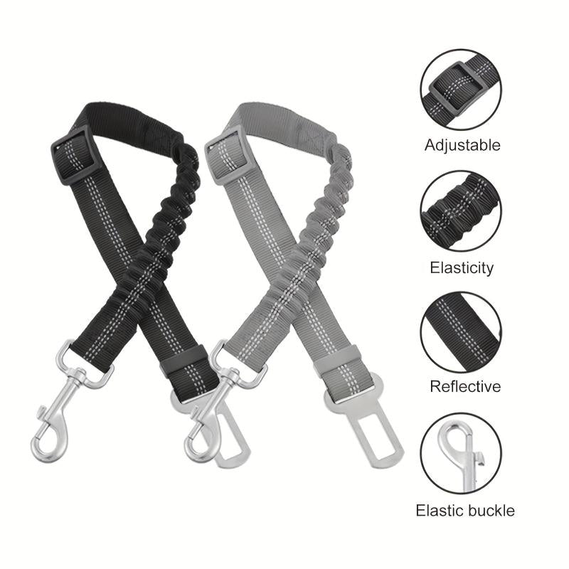 2pcs Dog Seat Belt Elastic Bungee Buffer Adjustable Car Seat Belt
