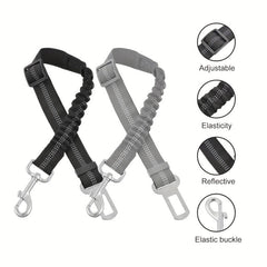 2pcs Dog Seat Belt Elastic Bungee Buffer Adjustable Car Seat Belt