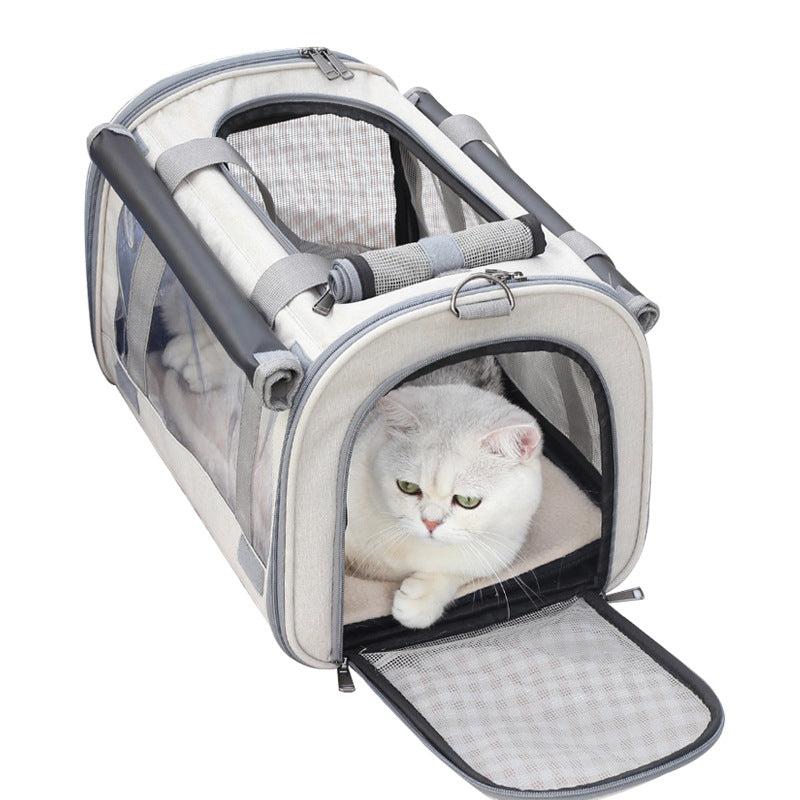 Pet Carrier Bag Cat Travel Bag Transparent Pet Bag Breathable Foldable