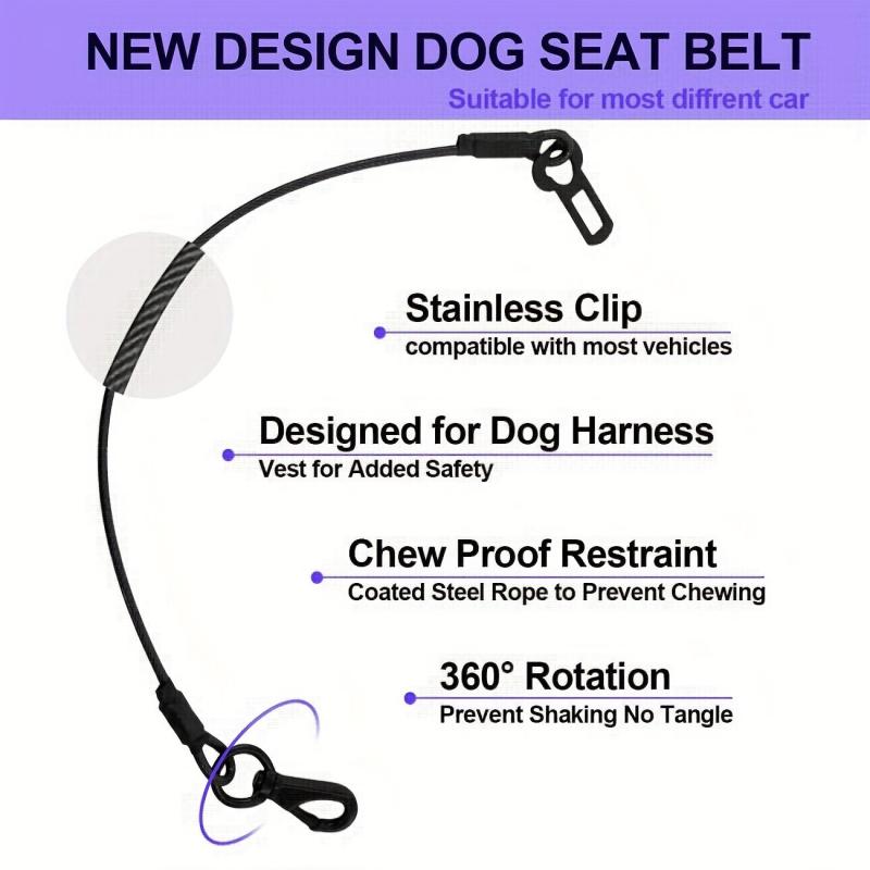 Metal Chew Proof Dog Seat Belt for Car Safety