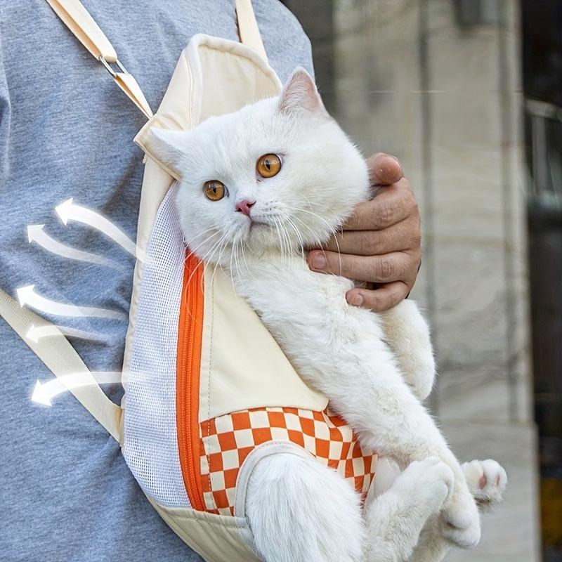 Breathable Lightweight Cat Chest Bag Going Out Travel Shoulder Cat Bag