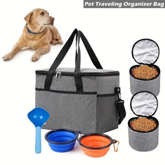 6pcs Pet Travel Bag with Snack Compartment & Training Feeder