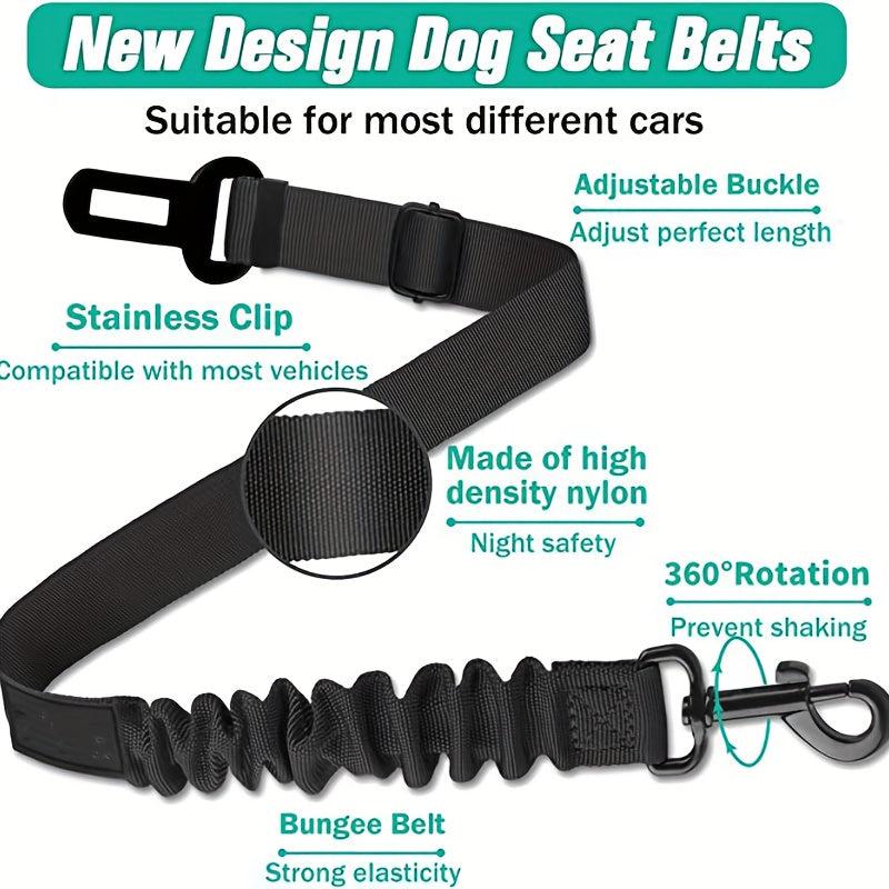 2pcs Dog Car Seat Belt Retractable Traction Rope Walking Leash