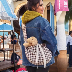 Plaid Print Pet Carrier Bag Cat Dog Crossbody Bag