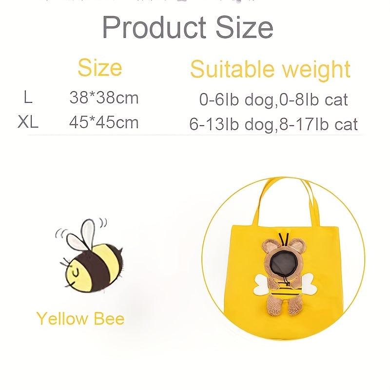 Bee Pattern Pet Carrier Bag for Dogs and Cats - Travel Tote with Accessories