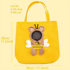 Bee Pattern Pet Carrier Bag for Dogs and Cats - Travel Tote with Accessories