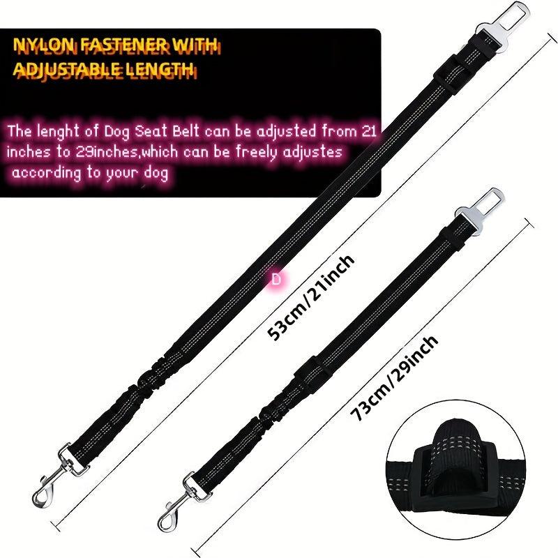 3pcs Set Adjustable Pet Seat Belt Retractable Safety Car Harness for Dogs