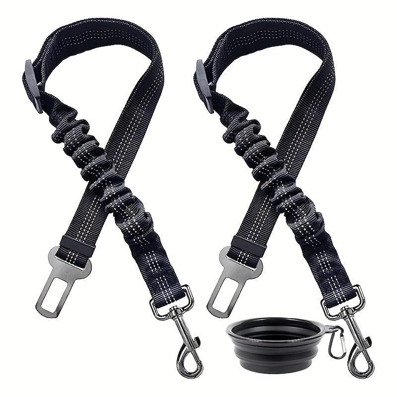 3pcs Set Adjustable Pet Seat Belt Retractable Safety Car Harness for Dogs