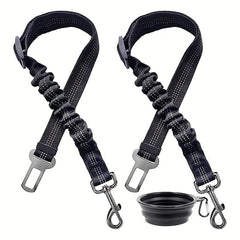 3pcs Set Adjustable Pet Seat Belt Retractable Safety Car Harness for Dogs