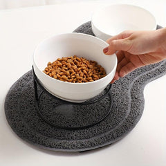 Elevated Ceramic Cat Feeding Bowl with Iron Stand