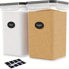 2 Airtight Pet Food Storage Containers 2L BPA Plastic with Labels and Marker