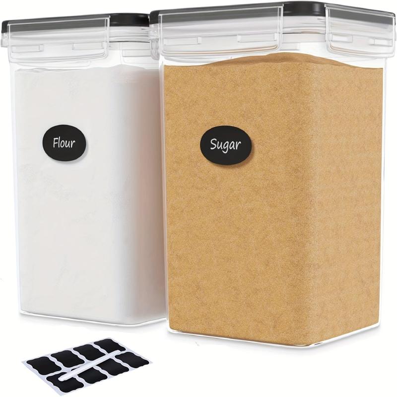 2 Airtight Pet Food Storage Containers 2L BPA Plastic with Labels and Marker