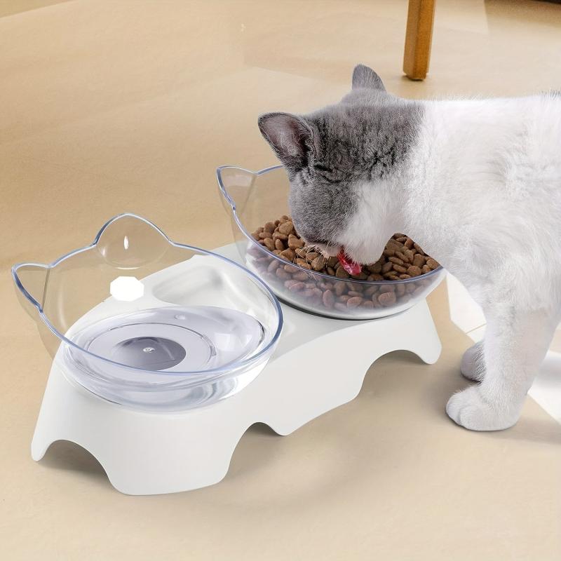 Raised Pet Double Food Bowls Non slip Ceramic Cat Dishes Bowl Dog Food Bowl