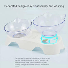 Elevated Double Food Bowls for Cats with Non-slip Stand