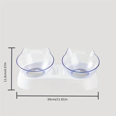 Elevated Double Food Bowls for Cats with Non-slip Stand