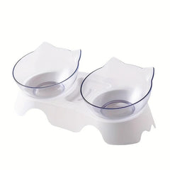 Elevated Double Food Bowls for Cats with Non-slip Stand
