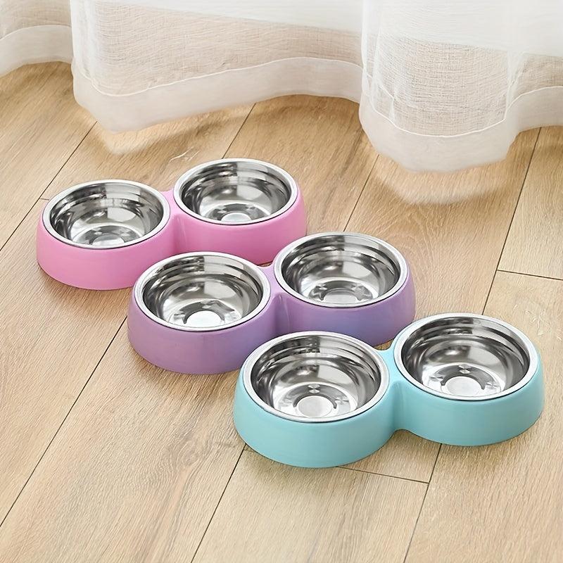 Stainless Steel Dog Food & Water Bowl Set with Non-slip Stand
