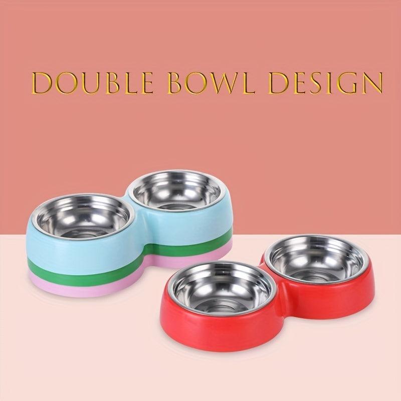 Stainless Steel Dog Food & Water Bowl Set with Non-slip Stand