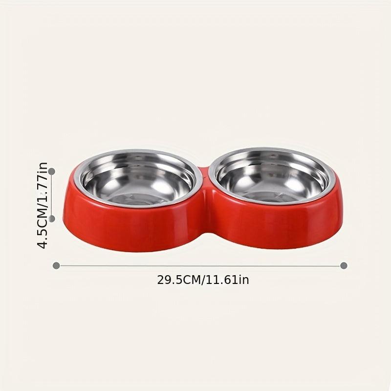 Stainless Steel Dog Food & Water Bowl Set with Non-slip Stand