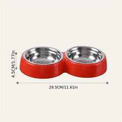 Stainless Steel Dog Food & Water Bowl Set with Non-slip Stand