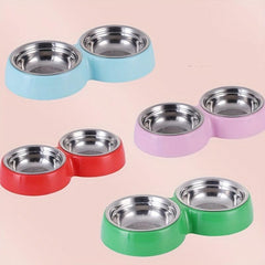 Stainless Steel Dog Food & Water Bowl Set with Non-slip Stand