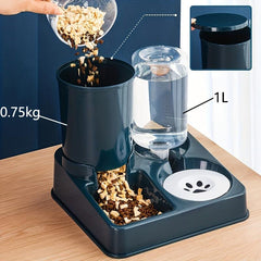 2 In 1 Tilted Automatic Cat Feeder Water Dispenser Set
