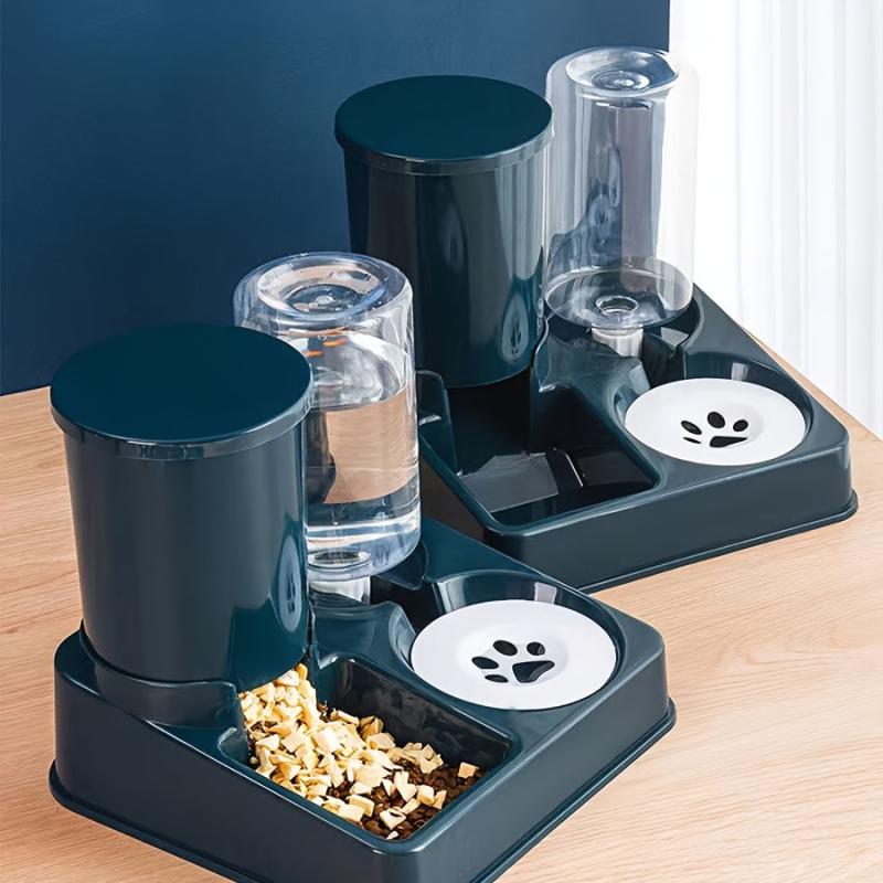 2 In 1 Tilted Automatic Cat Feeder Water Dispenser Set